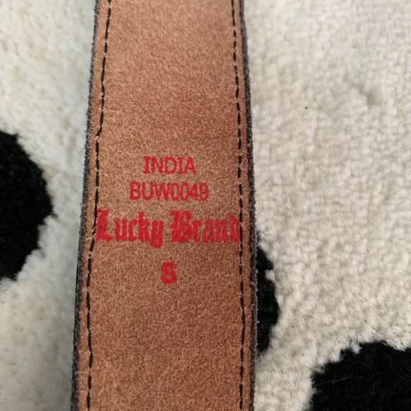 Lucky Brand Leather Beaded Sequin Waist Belt Women's S Black Silver Buckle Y2K - Picture 9 of 12